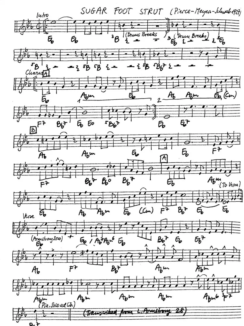 sugar foot strut free jazz leadsheet - Courtesy of the Jungle Jazz Band